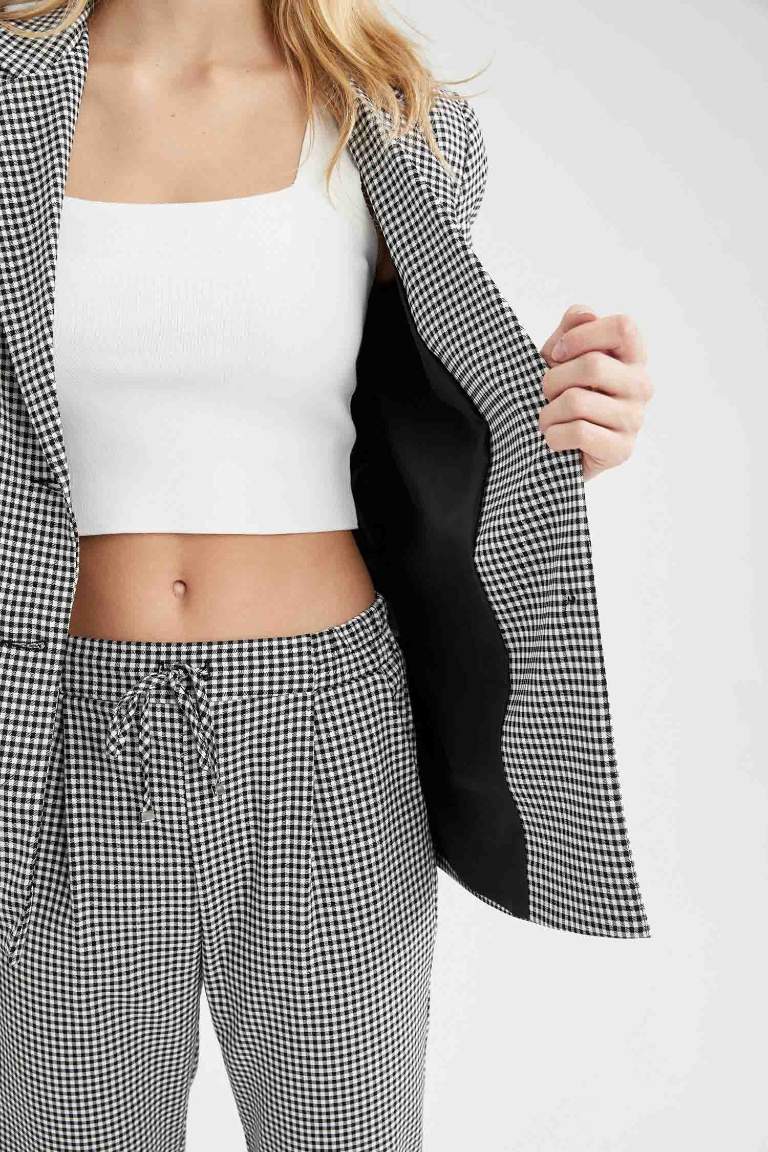 Loose Fit Pötikare Desenli Blazer Ceket
