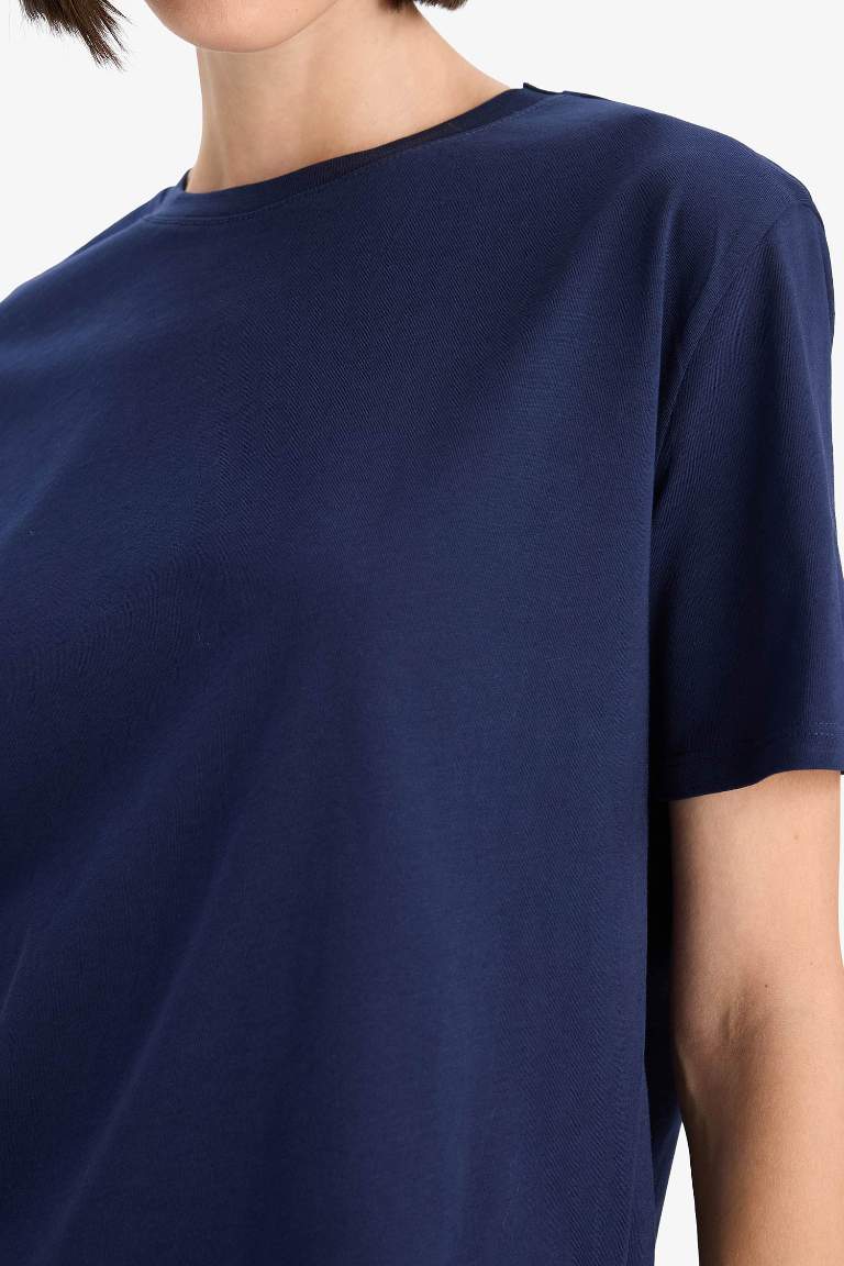 Regular Fit Bisiklet Yaka Basic Düz Penye Kısa Kollu Tişört