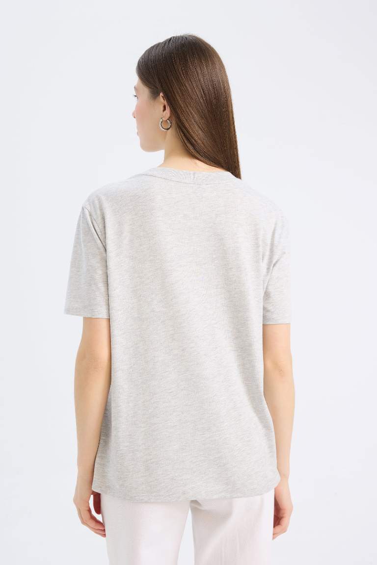 Regular Fit Crew Neck Basic Cotton T-Shirt