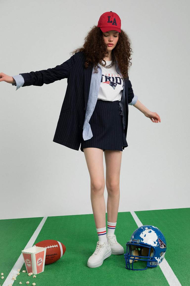 Slim Fit Ekoseli Kapaklı Şort Etek