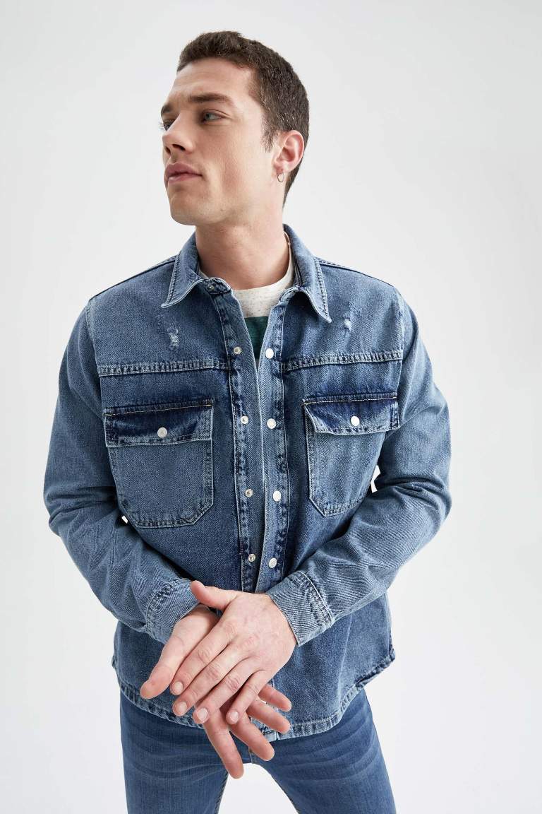 Relax Fit Long Sleeve Jean Shirt