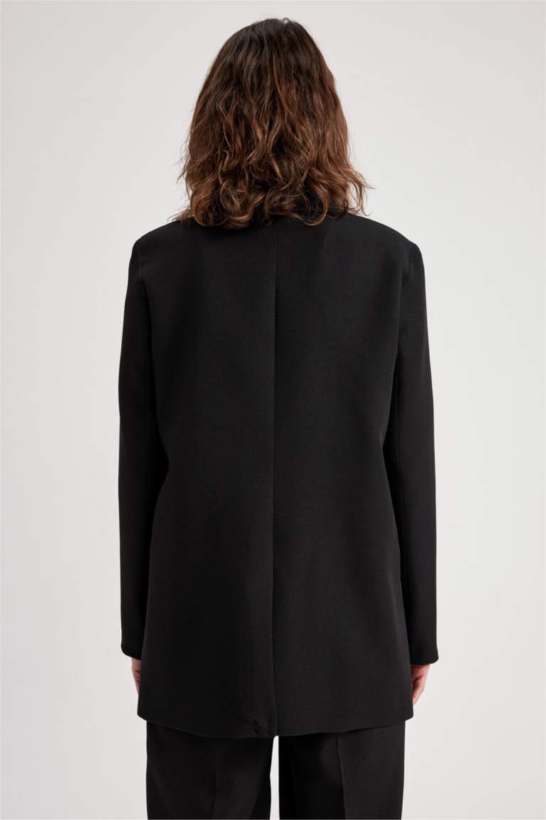 Oversize Geniş Kalıp Düğmeli Basic Düz Blazer Ceket