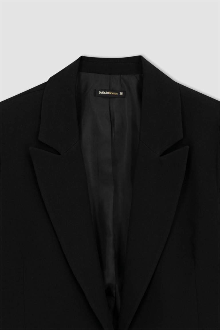 Oversize Geniş Kalıp Düğmeli Basic Düz Blazer Ceket