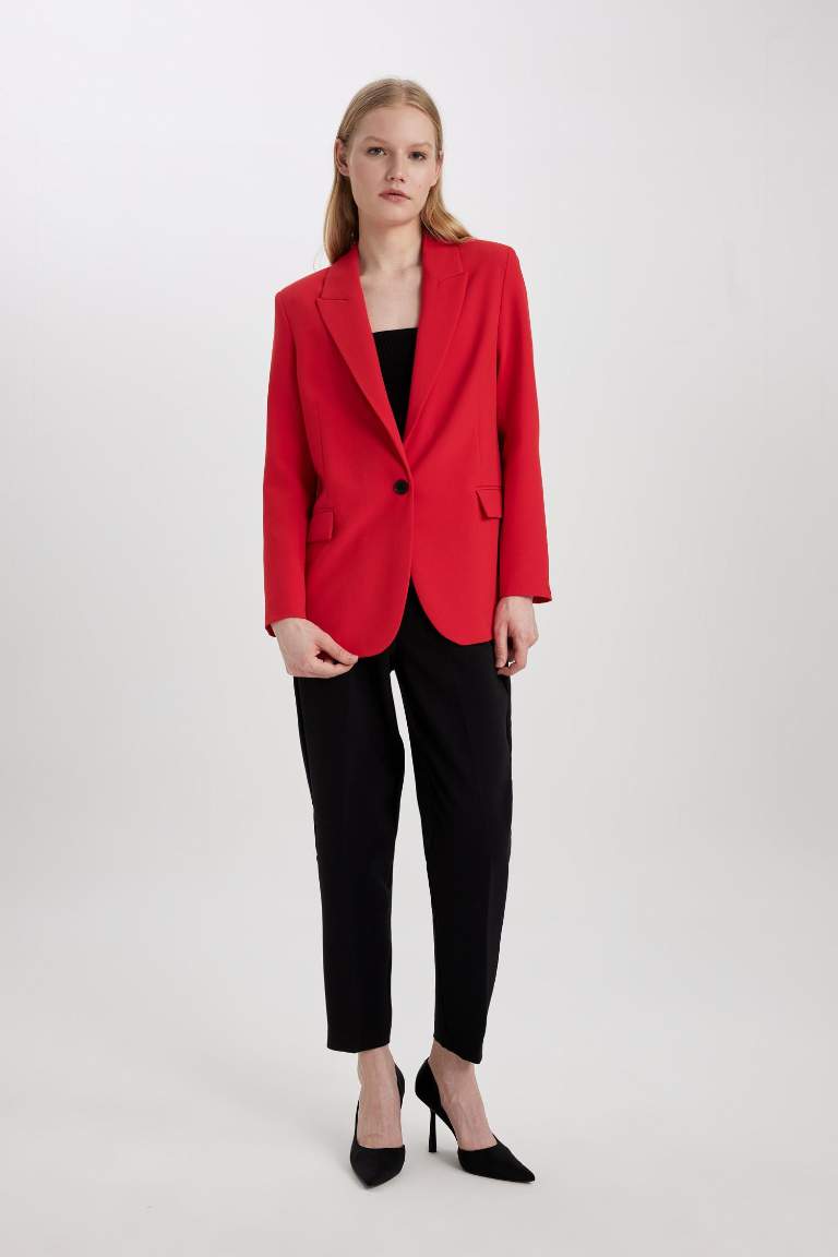 Oversize Fit Red Blazer Jacket