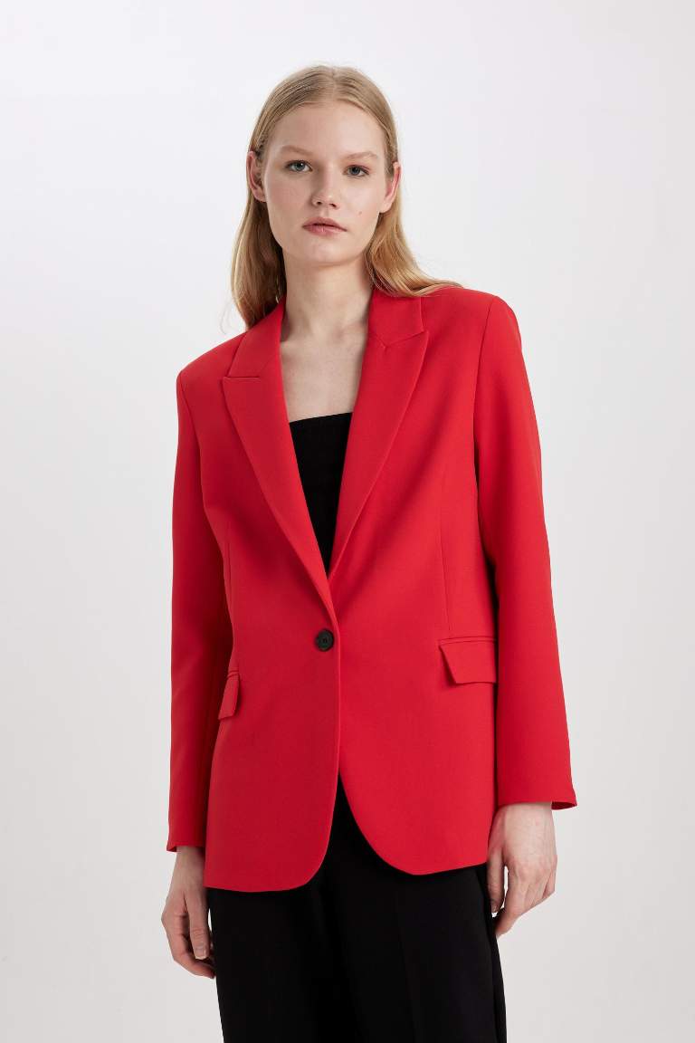 Oversize Fit Red Blazer Jacket