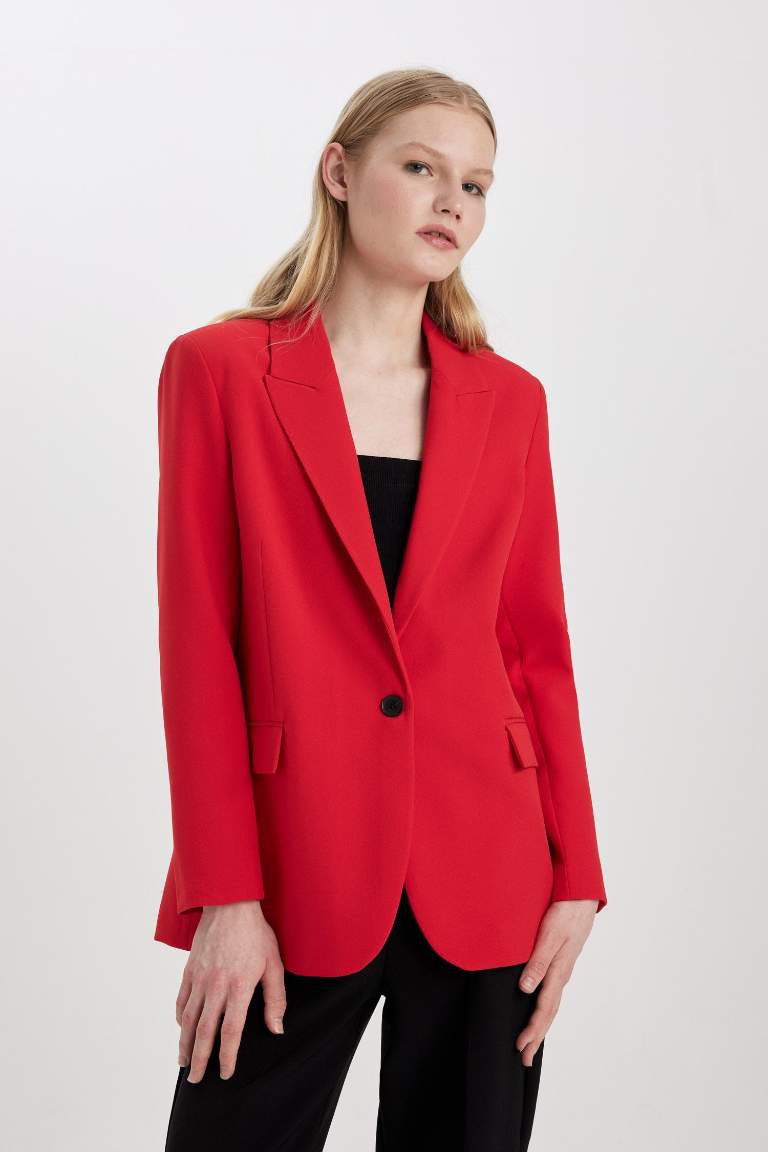 Oversize Fit Red Blazer Jacket