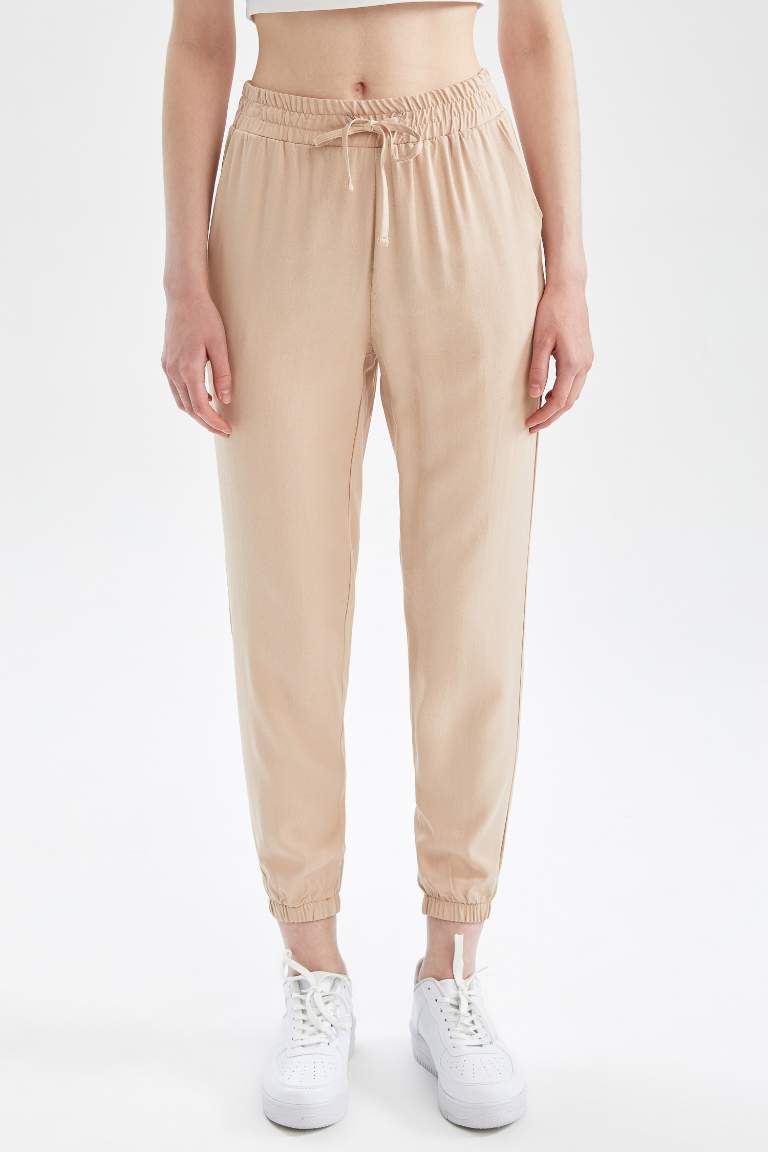 Jogger Standart Fit Normal Bel Cepli Viskon Pantolon