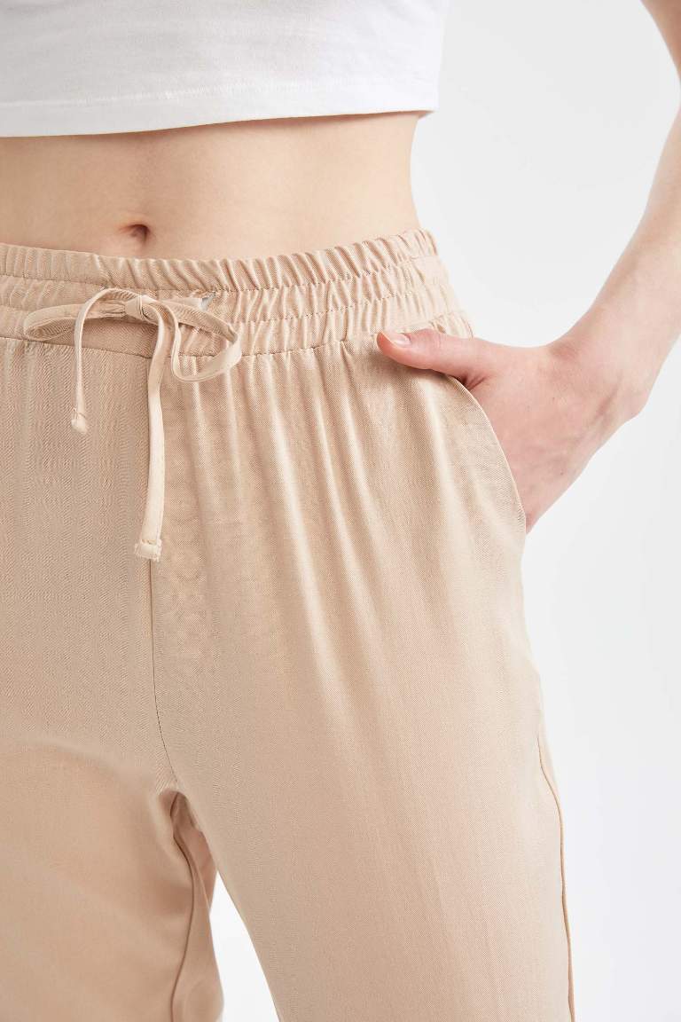 Jogger Standart Fit Normal Bel Cepli Viskon Pantolon