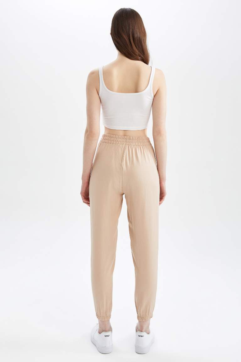Jogger Standart Fit Normal Bel Cepli Viskon Pantolon
