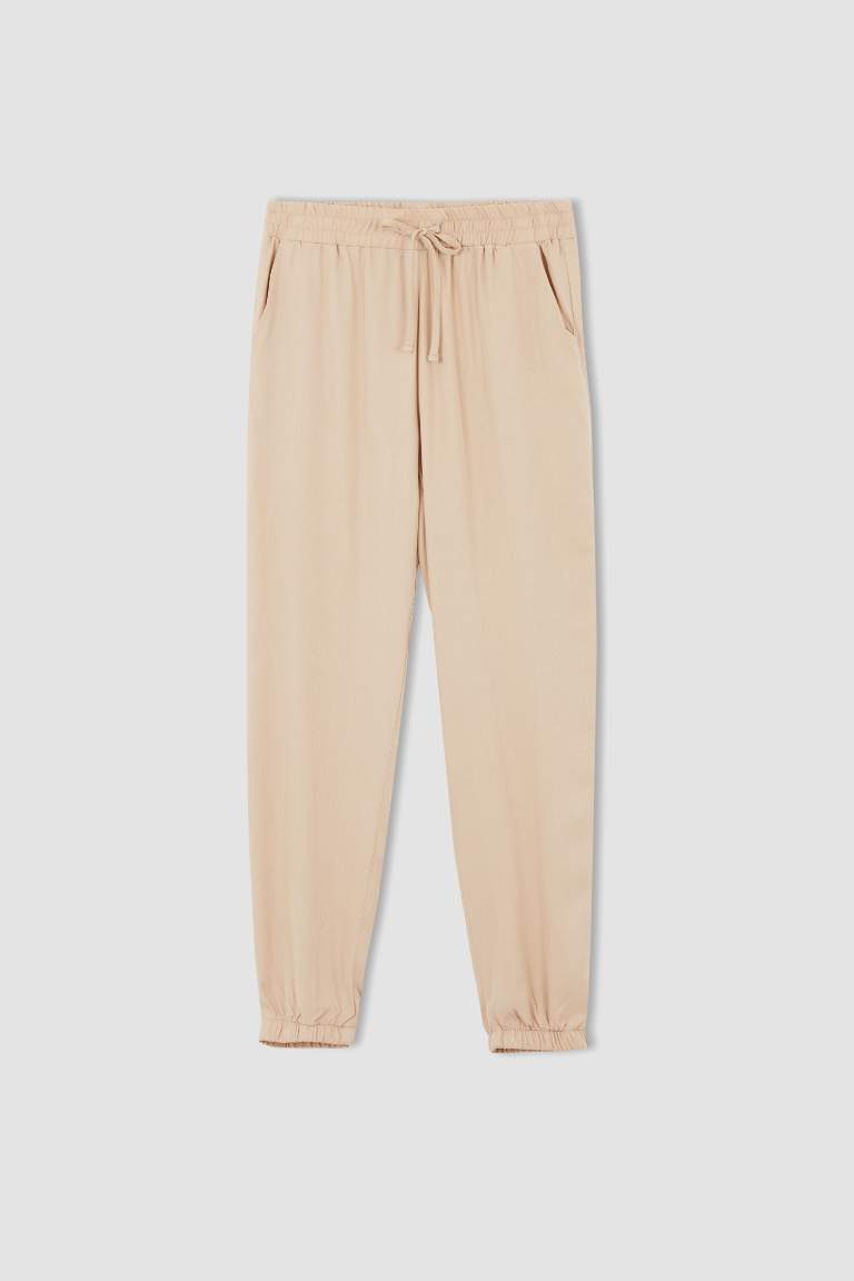 Jogger Standart Fit Normal Bel Cepli Viskon Pantolon