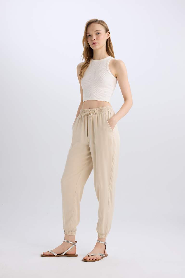 Normal Waist Ankle Length Viscose Joggers