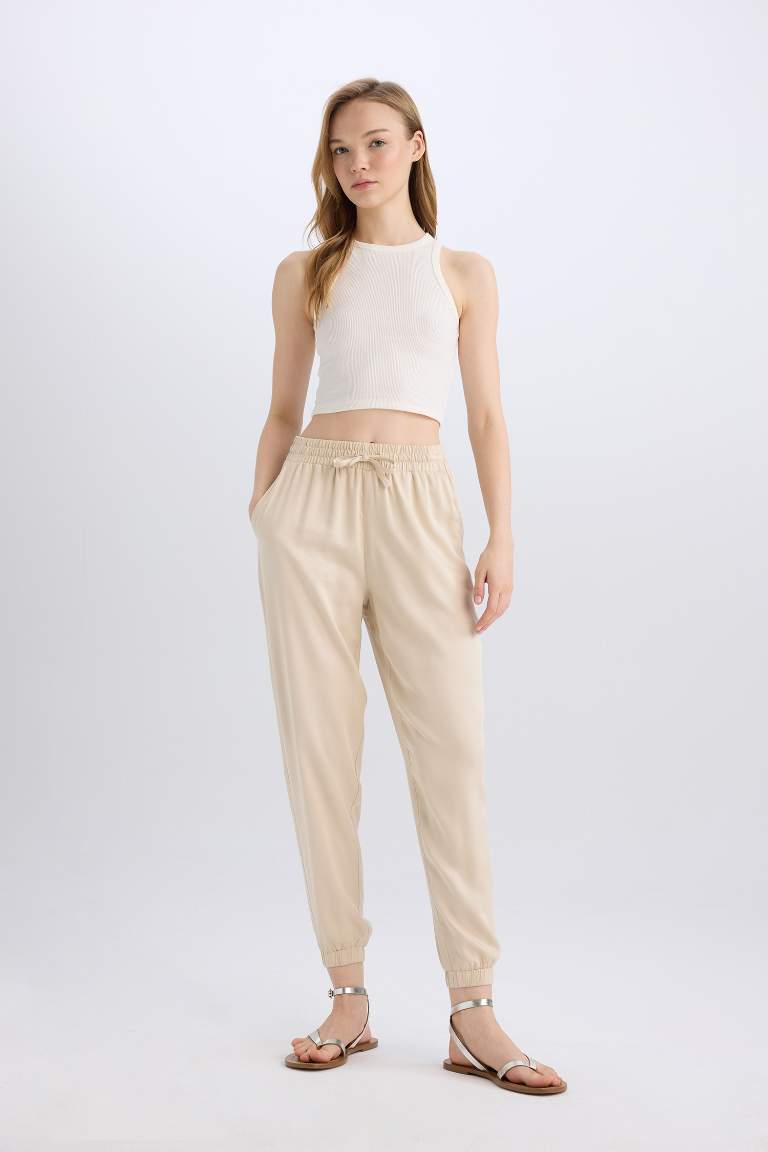 Normal Waist Ankle Length Viscose Joggers