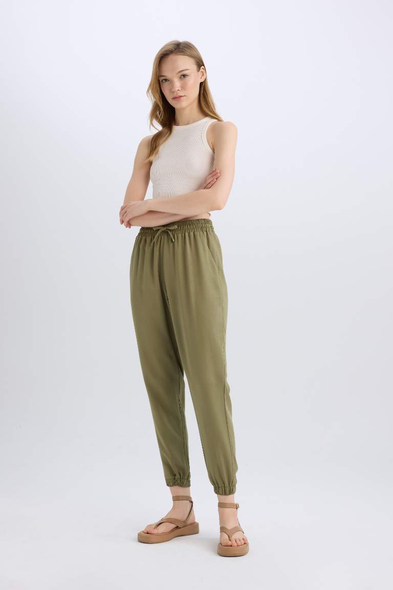 Normal Waist Ankle Length Viscose Joggers