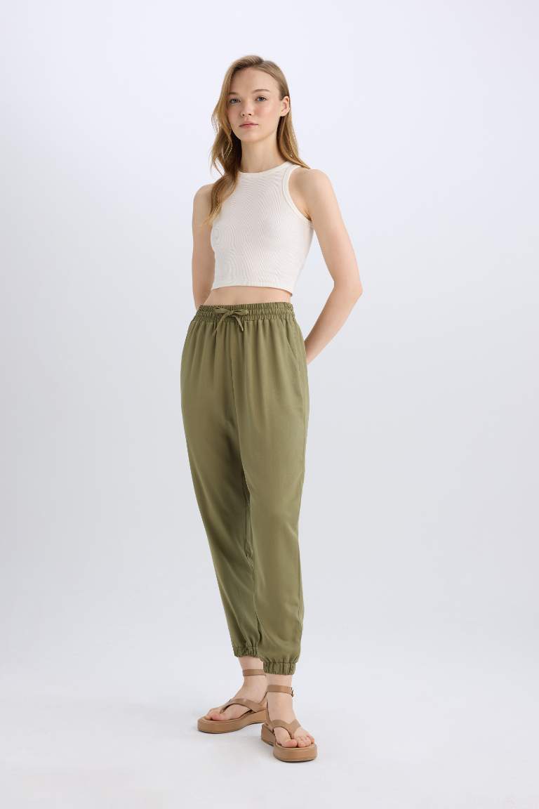 Normal Waist Ankle Length Viscose Joggers