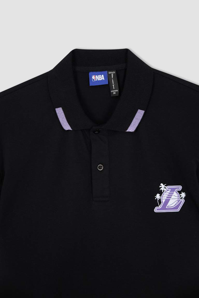 DeFactoFit NBA Los Angeles Lakers Polo Yaka Pamuklu Penye Tişört