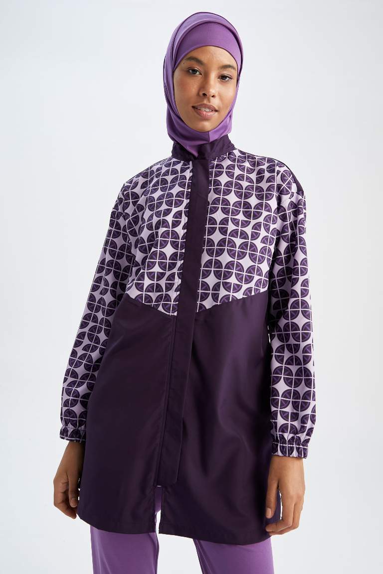 Regular Fit Desenli Burkini Tesettür Mayo