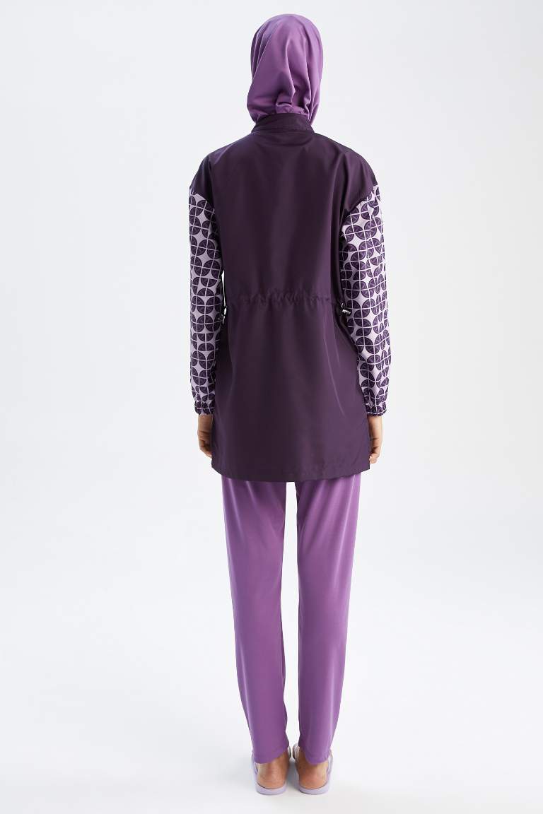 Regular Fit Desenli Burkini Tesettür Mayo
