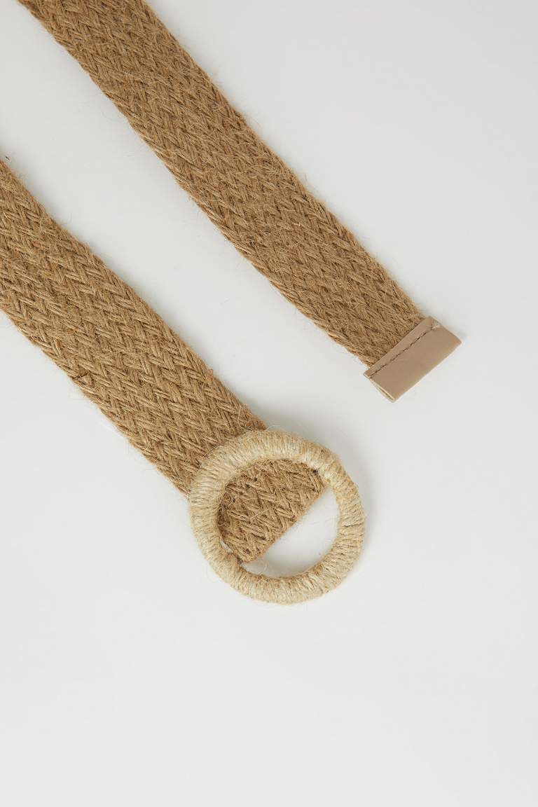 Woman Oval Buckle Wicker Jean Belt