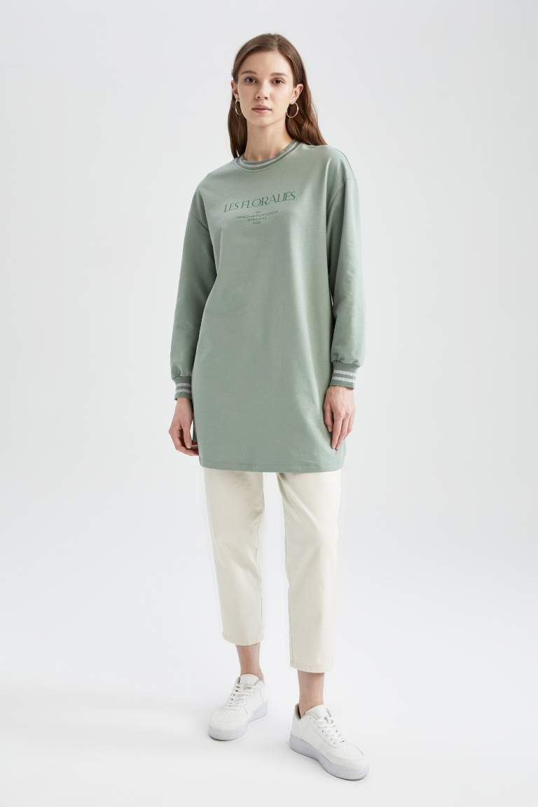 Oversize Fit Bisiklet Yaka Sweatshirt Tunik