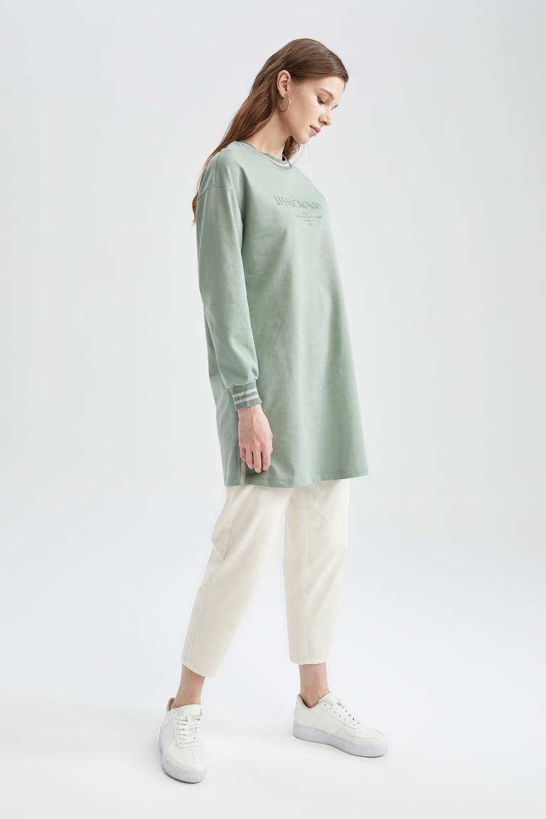 Oversize Fit Bisiklet Yaka Sweatshirt Tunik