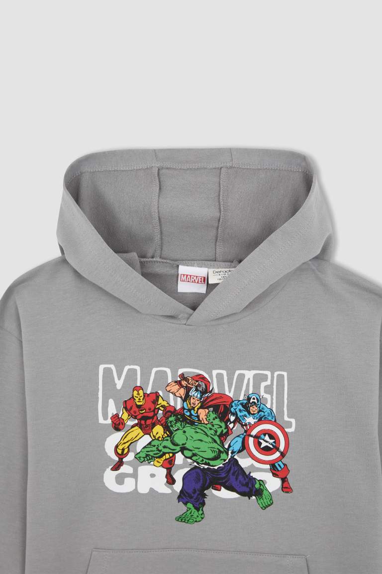 Boy Relax Fit Long Sleeve Marvel Print Hoodie