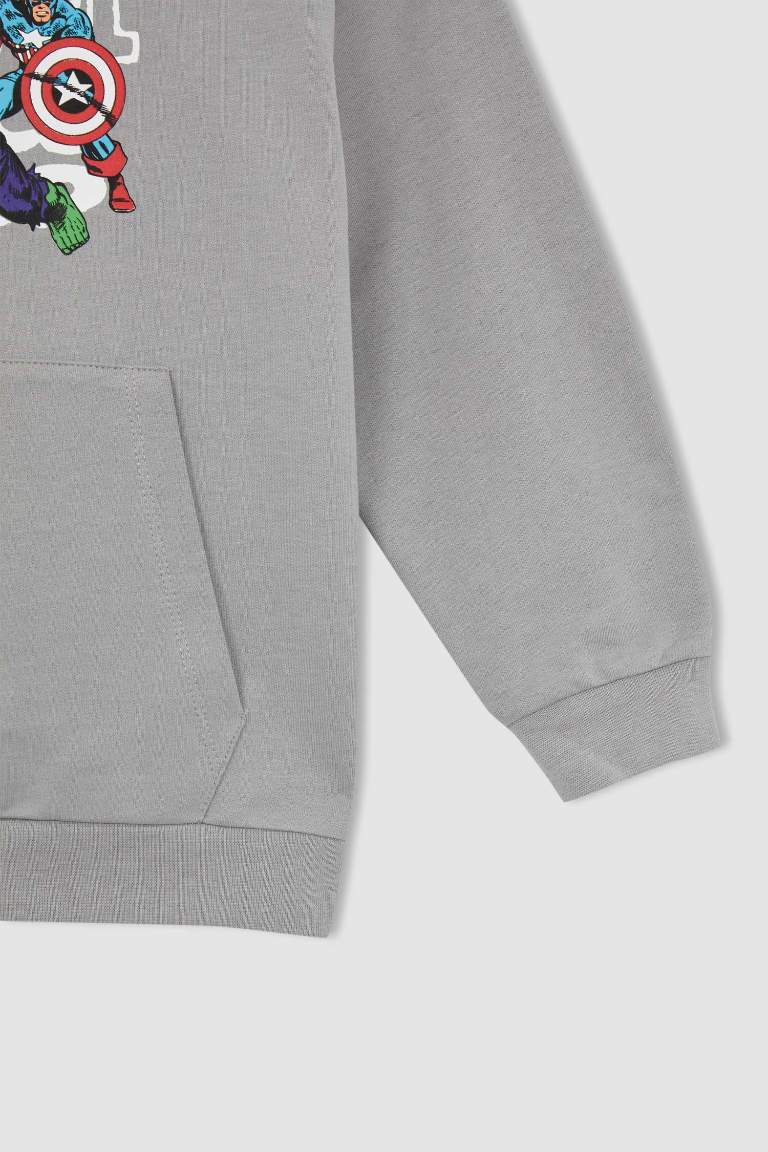 Boy Relax Fit Long Sleeve Marvel Print Hoodie
