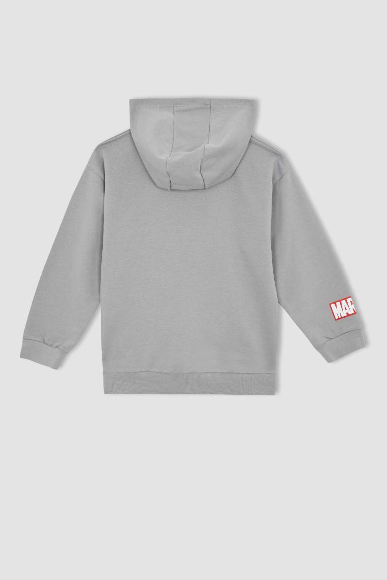Boy Relax Fit Long Sleeve Marvel Print Hoodie
