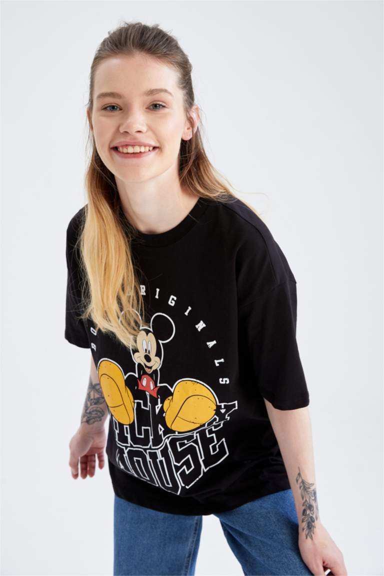 Coool Oversize Fit Disney Mickey Mouse Kısa Kollu %100 Pamuk Tişört