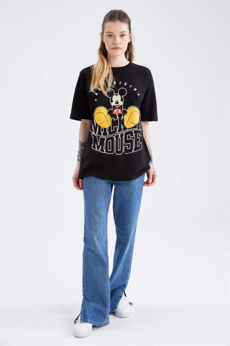 Coool Oversize Fit Disney Mickey Mouse Kısa Kollu %100 Pamuk Tişört