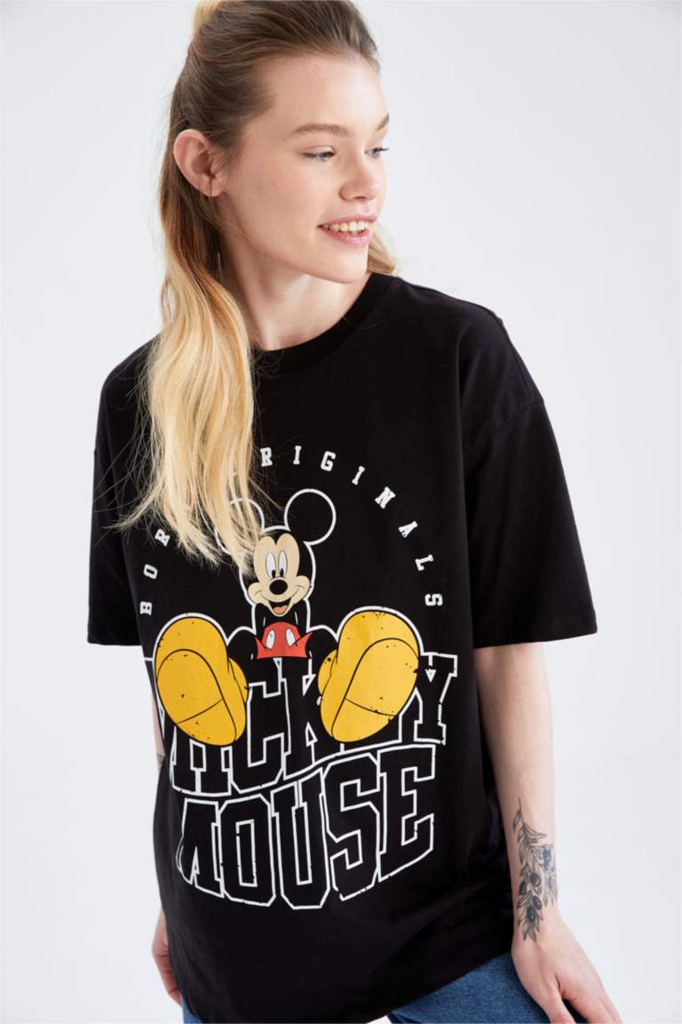 Coool Oversize Fit Disney Mickey Mouse Kısa Kollu %100 Pamuk Tişört