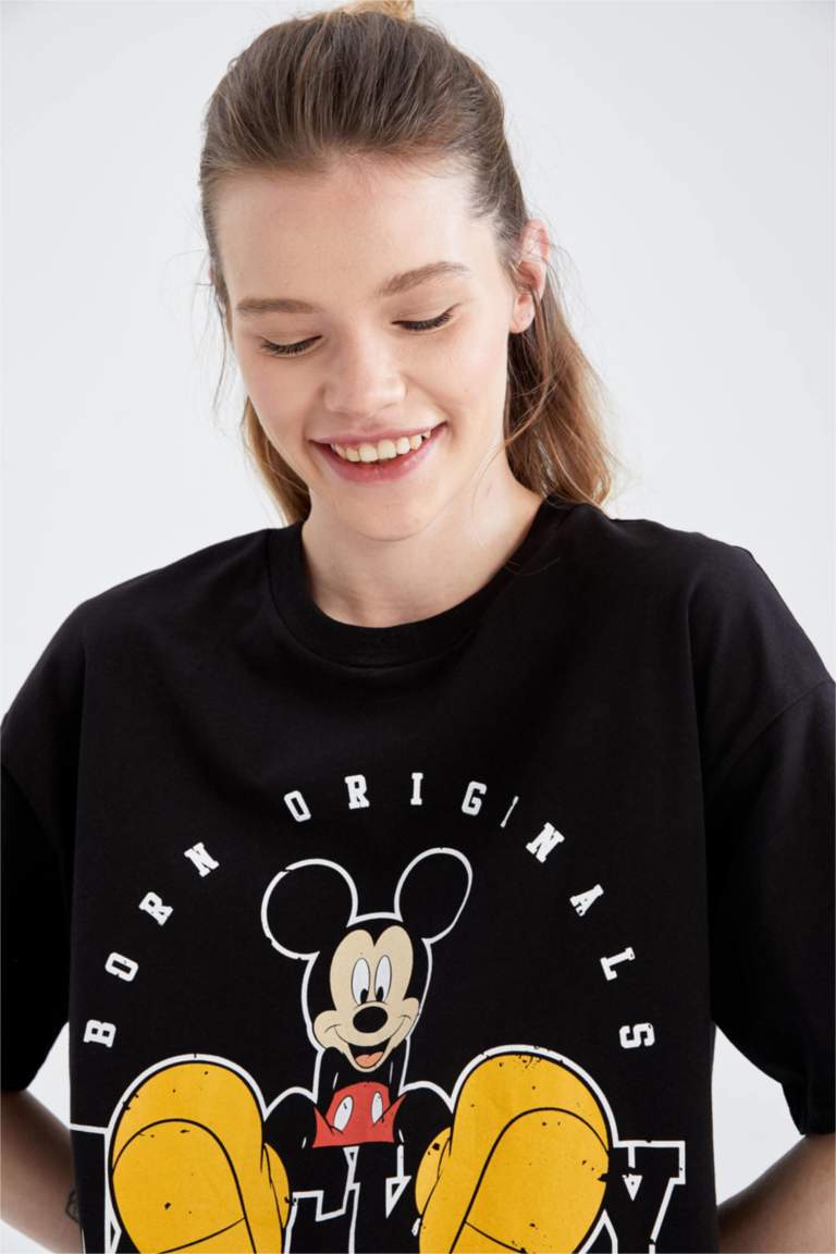 Coool Oversize Fit Disney Mickey Mouse Kısa Kollu %100 Pamuk Tişört