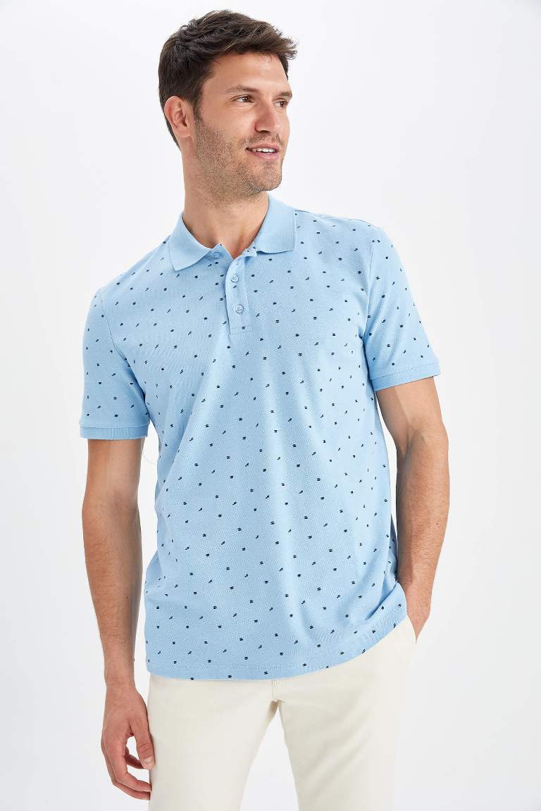 Regular Fit Short Sleeve Polka Dot Print T-Shirt