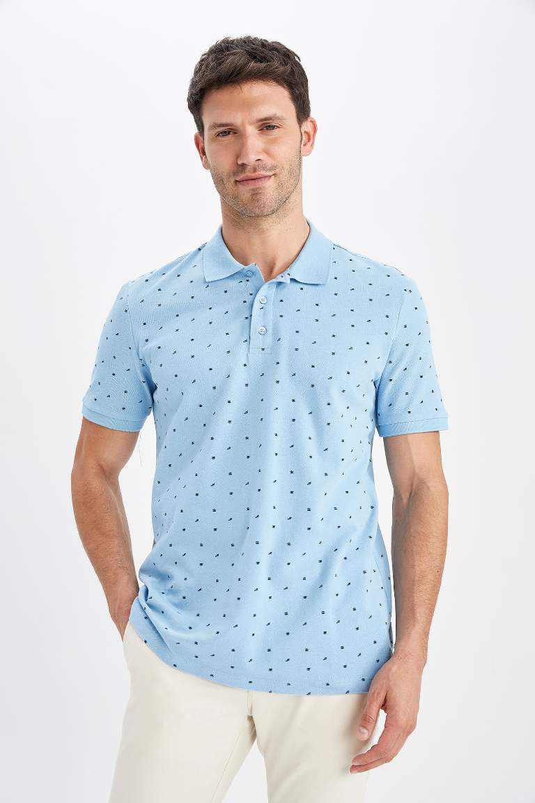 Regular Fit Short Sleeve Polka Dot Print T-Shirt