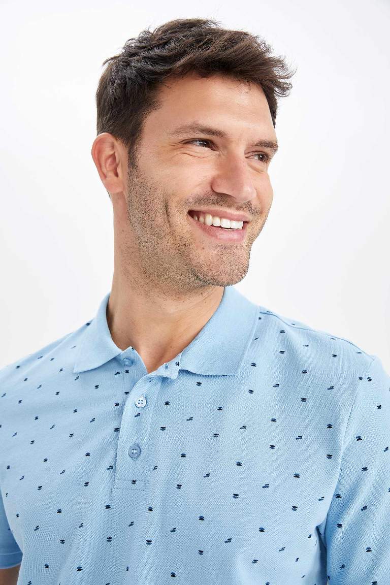 Regular Fit Short Sleeve Polka Dot Print T-Shirt