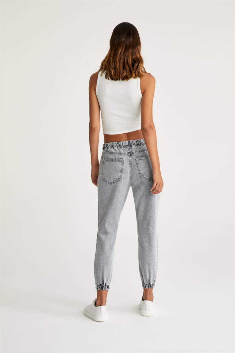 Jogger Yüksek Bel Jean %100 Pamuk Pantolon