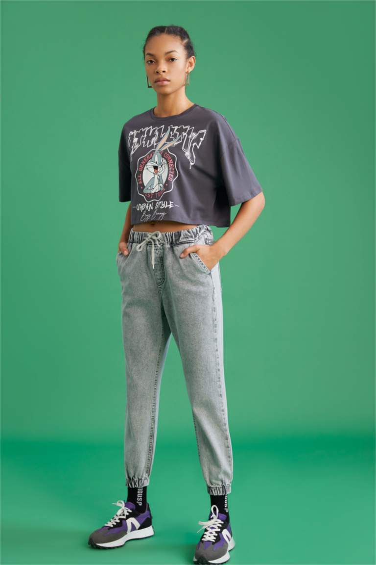 Jogger Yüksek Bel Jean %100 Pamuk Pantolon