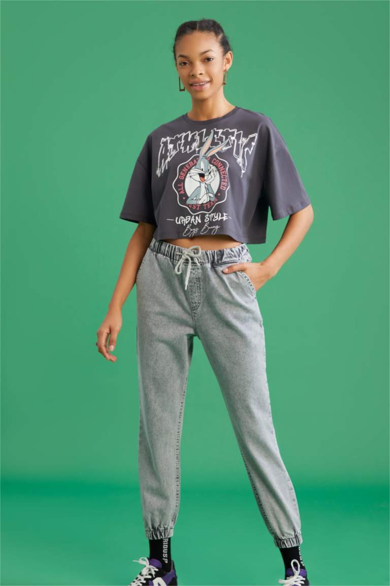 Jogger Yüksek Bel Jean %100 Pamuk Pantolon