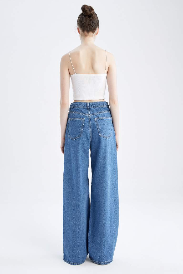 High Waisted Tie Waist Culotte Jeans