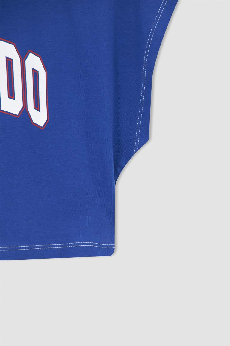 Coool Loose Fit Crew Neck Printed Crop T-Shirt