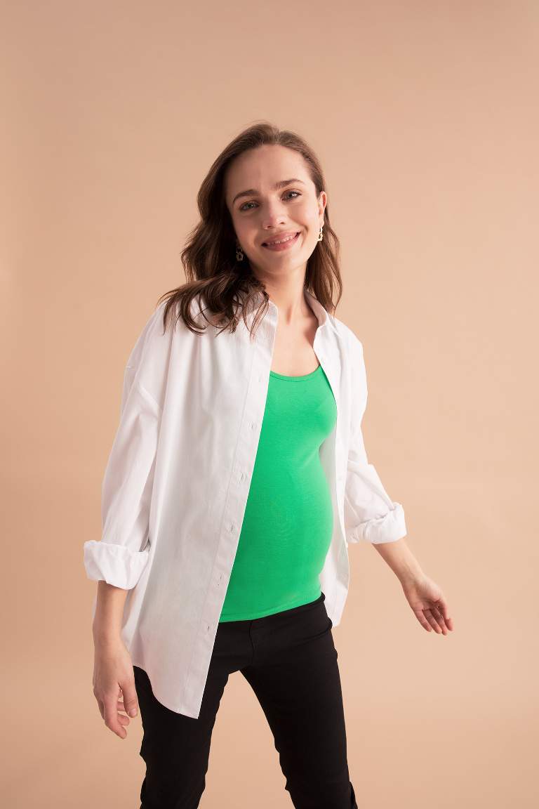 Regular Fit Basic  Hamile %100 Pamuk Gömlek