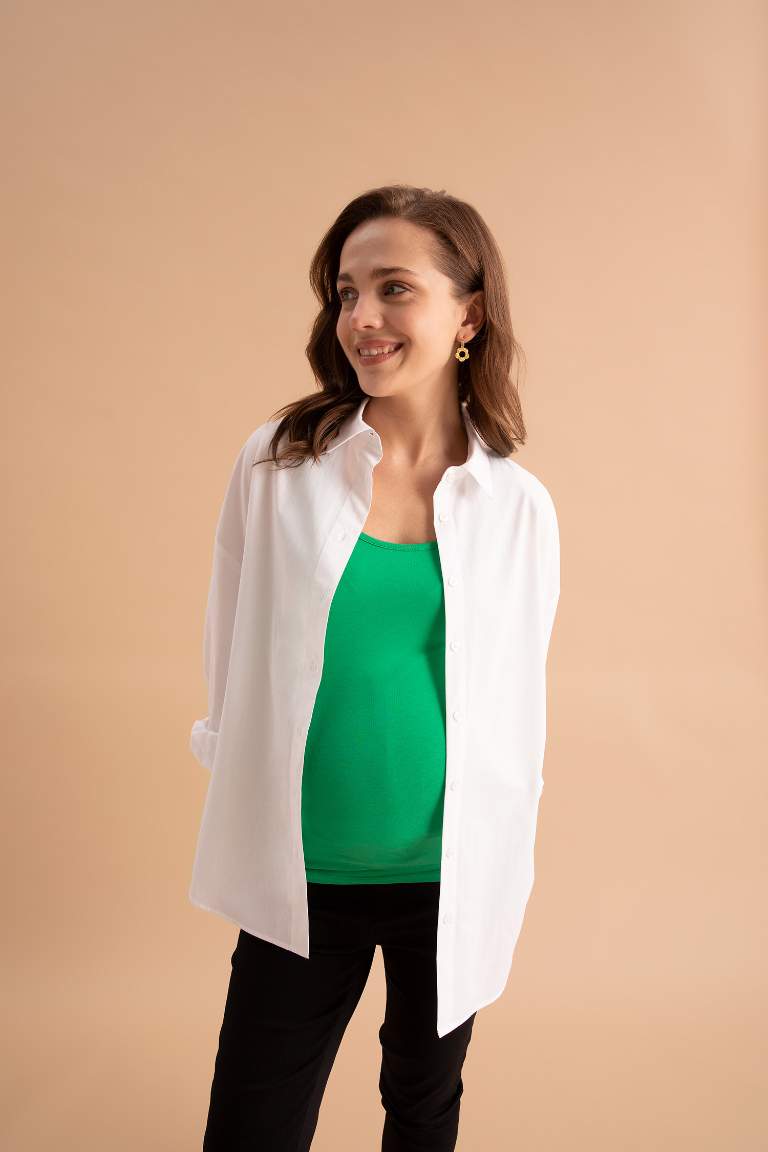 Regular Fit Basic  Hamile %100 Pamuk Gömlek