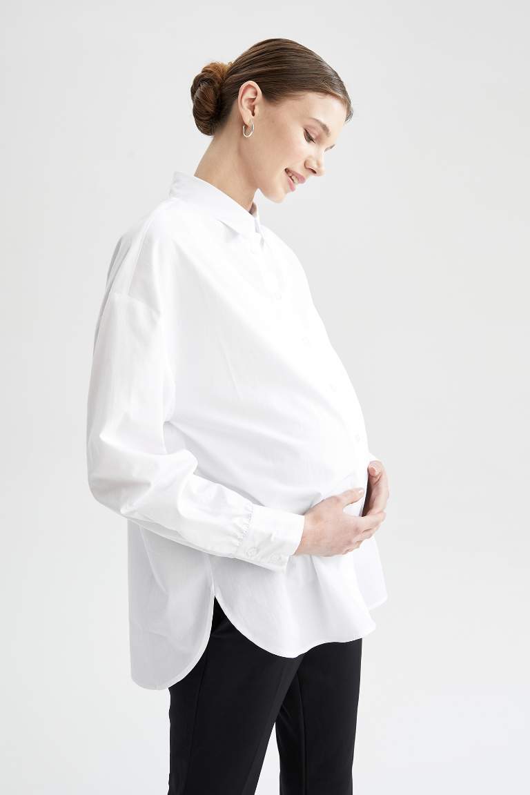 Regular Fit Basic  Hamile %100 Pamuk Gömlek