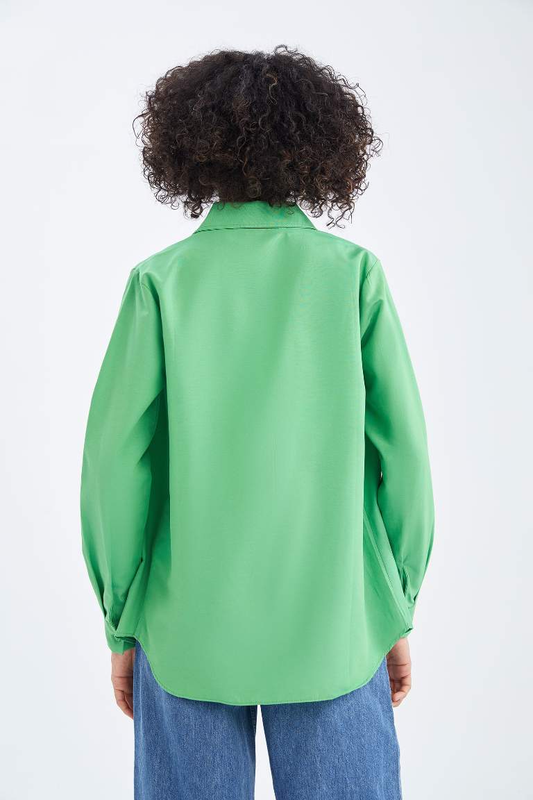 Basic Oversize Fit Poplin Uzun Kollu Gömlek