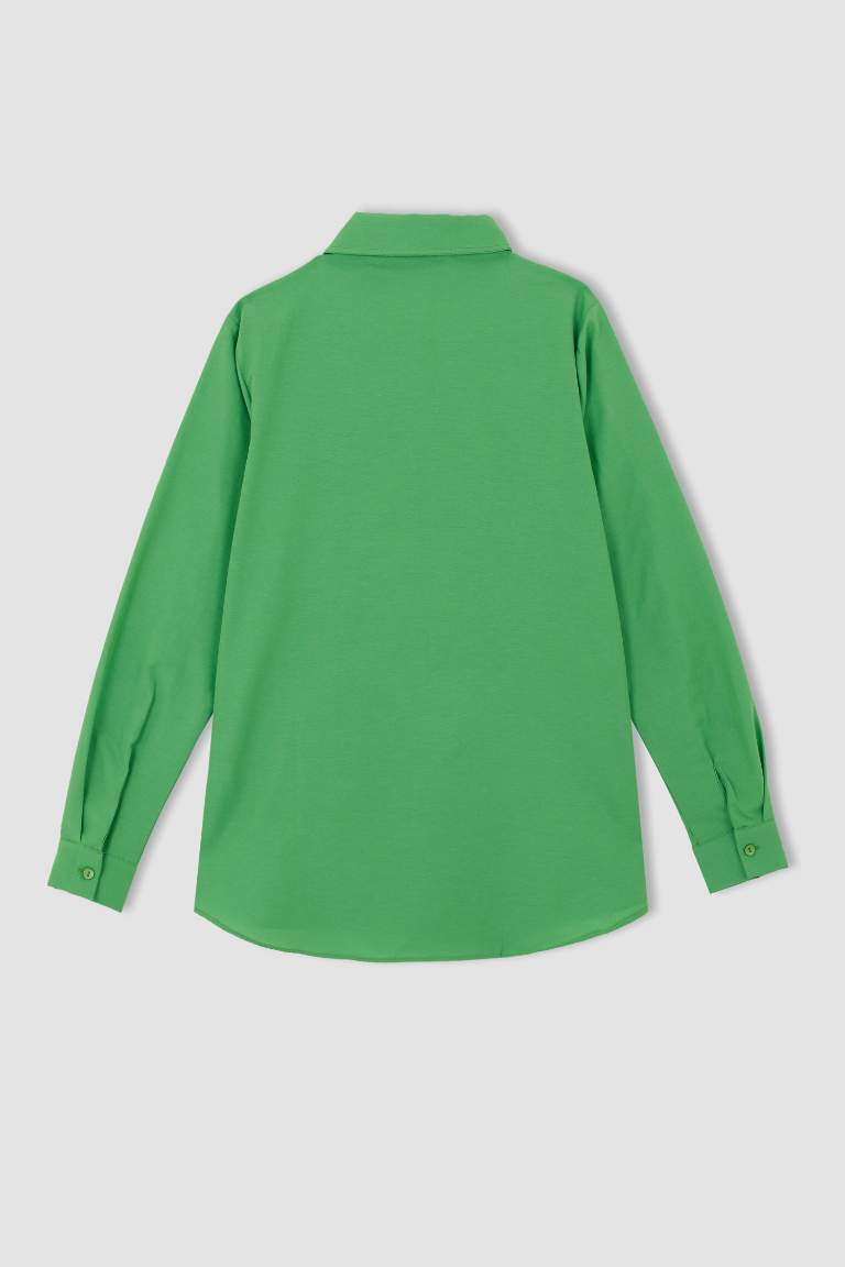 Basic Oversize Fit Poplin Uzun Kollu Gömlek