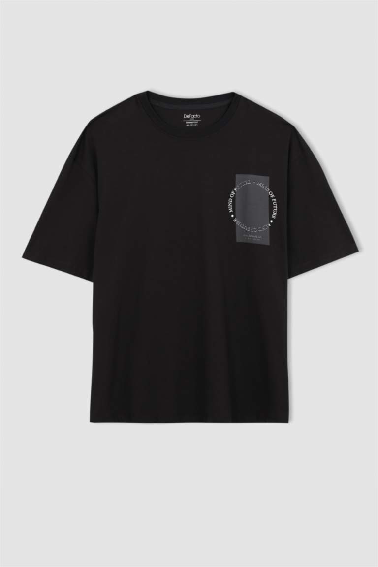 Oversized Short Sleeve Minimal Print T-Shirt