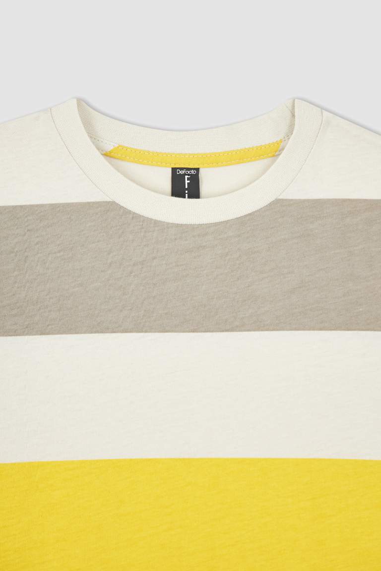 Boy Short Sleeve Striped Colour Block T-Shirt