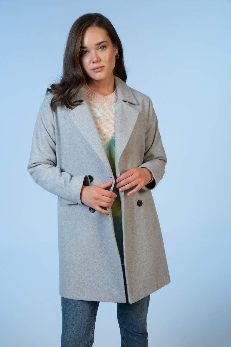 Oversize Fit Kaşe Kaban