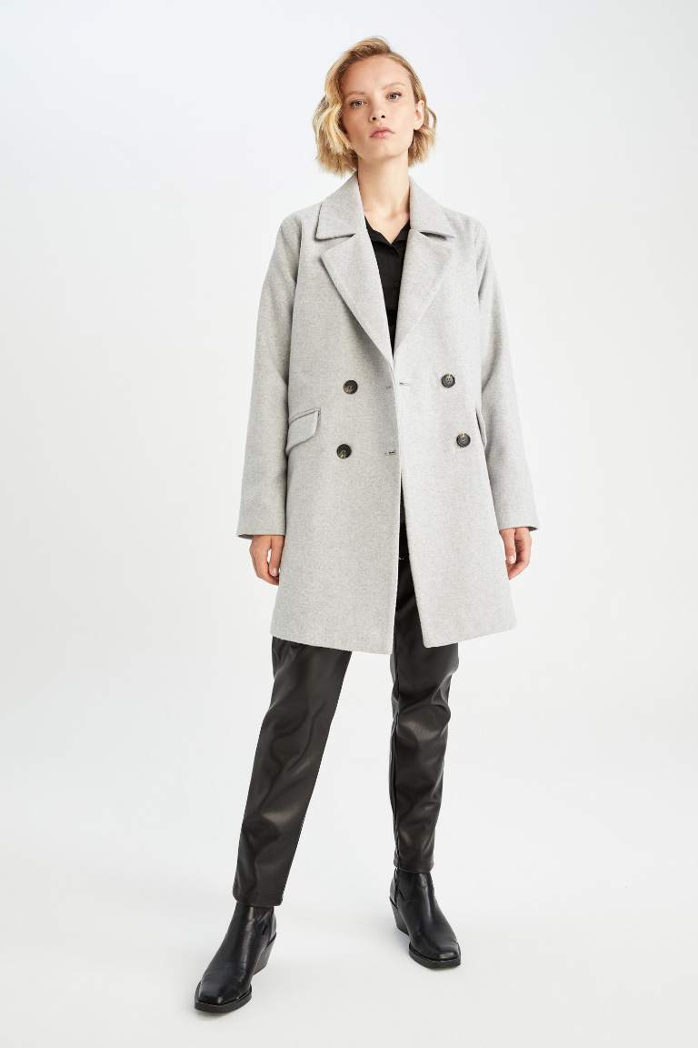 Oversize Fit Kaşe Kaban