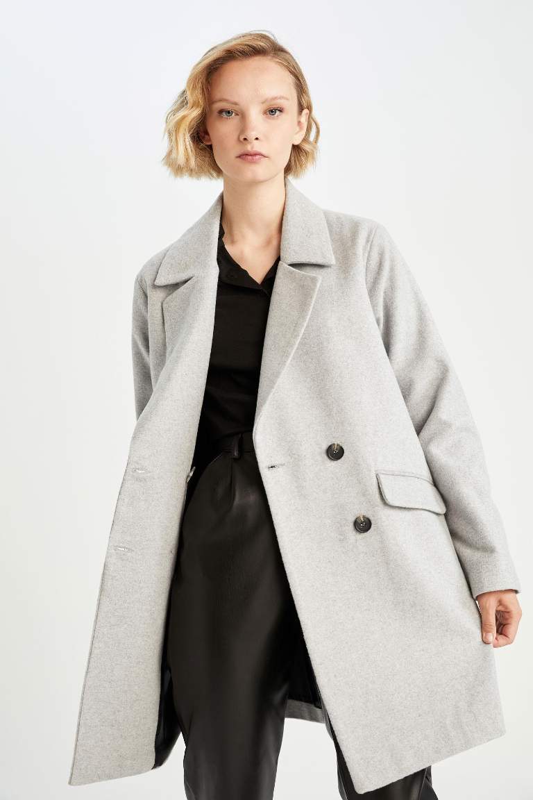 Oversize Fit Kaşe Kaban