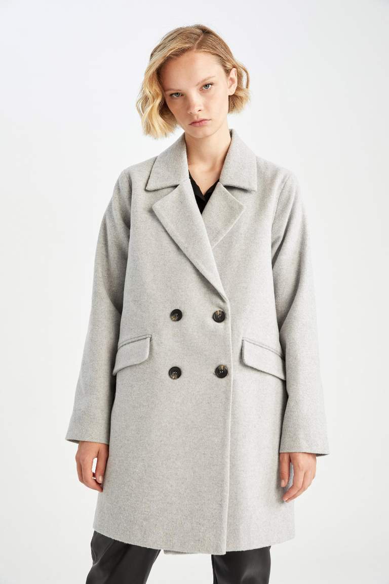 Oversize Fit Kaşe Kaban